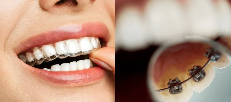 Visual comparison of lingual braces and Invisalign to explore which one works faster for teeth alignment.